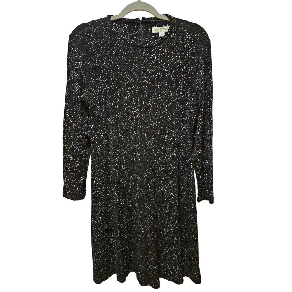 Leo Narducci Vintage 6P black Sparkling knee length USA. Glam. Gothic. Party.‎